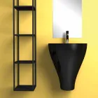 Lavabo bagno sospeso moderno in ceramica fatto in Italia, Fiorello Viadurini