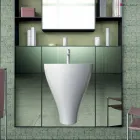Lavabo bagno sospeso moderno in ceramica fatto in Italia, Fiorello Viadurini