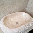 Lavabo bianco da appoggio Cora ovale, fatto a mano Viadurini