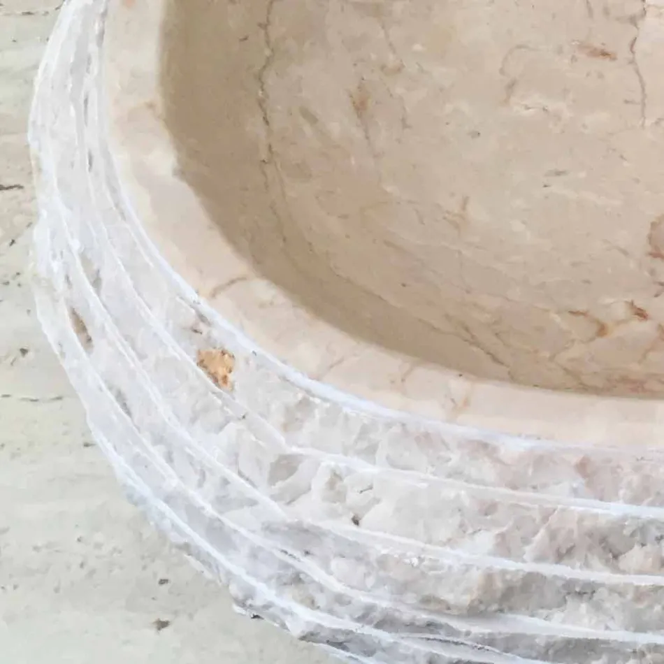 Lavabo bianco da appoggio Cora ovale, fatto a mano Viadurini