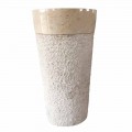 Lavabo bianco in pietra naturale a colonna Siro design, pezzo unico