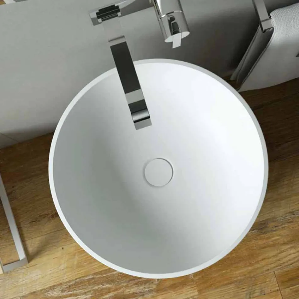 Lavabo cilindrico freestanding da terra prodotto in Italia, Rumo Viadurini
