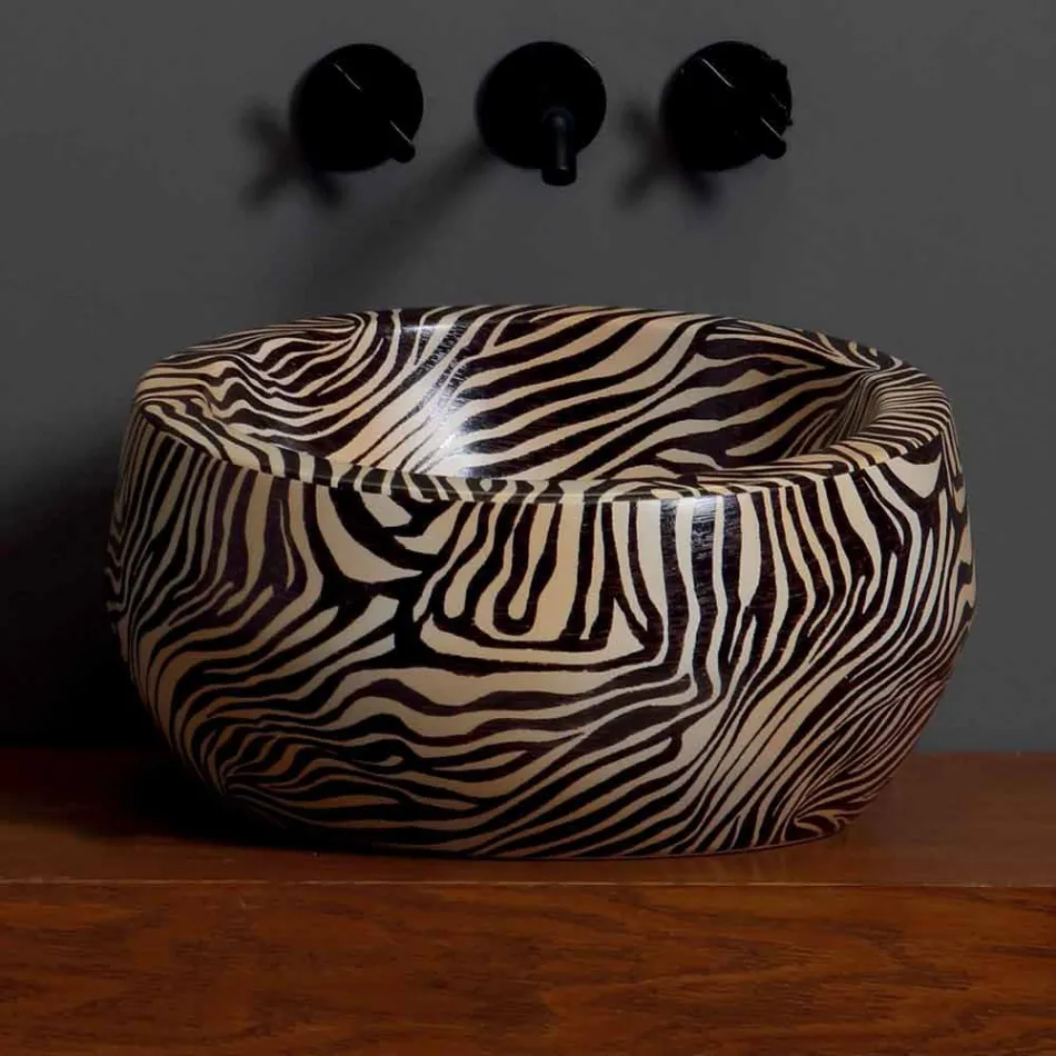 Lavabo circolare moderno da appoggio in ceramica made in Italy Elisa Viadurini
