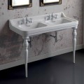 Lavabo consolle classico a doppia vasca in ceramica made Italy, Swami