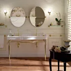 Lavabo Consolle con Doppia Vasca in Ceramica, Made in Italy Vintage - Paulina Viadurini