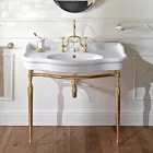Lavabo Consolle con Doppia Vasca in Ceramica, Made in Italy Vintage - Paulina Viadurini