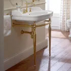 Lavabo Consolle con Doppia Vasca in Ceramica, Made in Italy Vintage - Paulina Viadurini