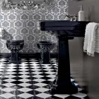 Lavabo Consolle su Colonna Vintage in Ceramica Made in Italy - Marwa Viadurini