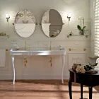 Lavabo Consolle Vintage Doppia Vasca e Piedi in Ceramica Made in Italy - Paulina Viadurini