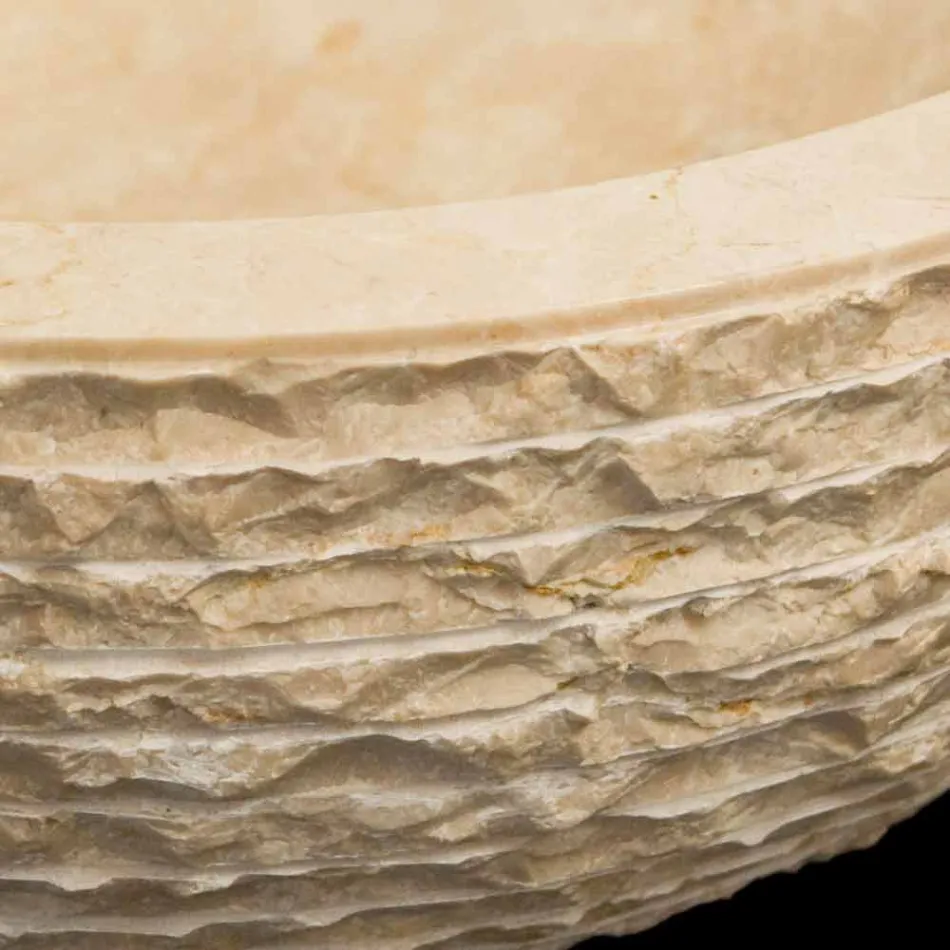 Lavabo da appoggio bianco in pietra naturale Finn, pezzo unico Viadurini