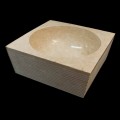 Lavabo di design da appoggio bianco in pietra naturale Zor pezzo unico