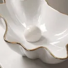 Lavabo da appoggio design ceramica bianco bordo oro made Italy Rayan Viadurini