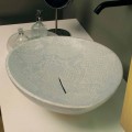 Lavabo da appoggio design ceramica pitonata bianca made Italy Animals