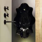 Lavabo da appoggio di design ceramica nero e oro made in Italy Cubo Viadurini