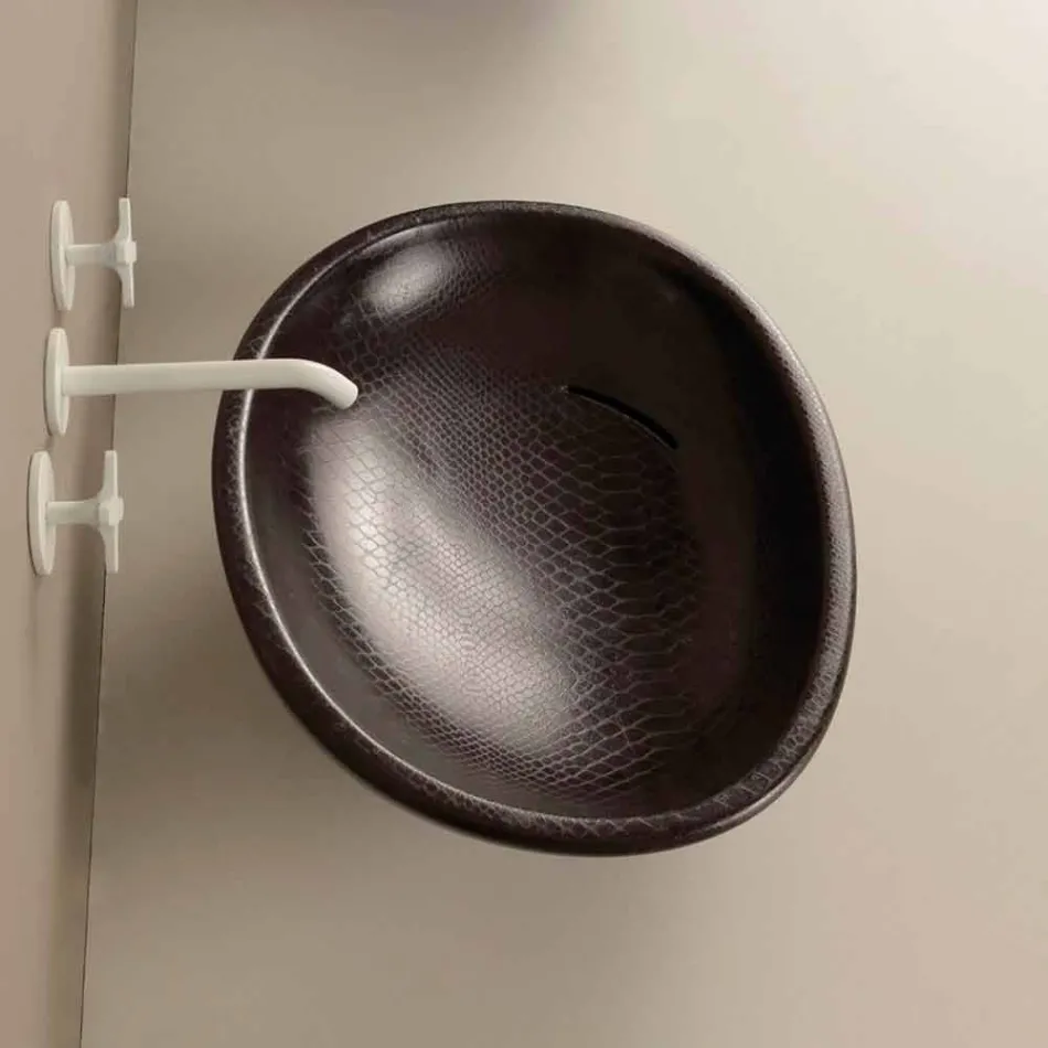 Lavabo da appoggio di design ceramica pitone nero made in Italy Glossy Viadurini