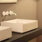 Lavabo da appoggio di design in ceramica rettangolare made Italy Dalia Viadurini
