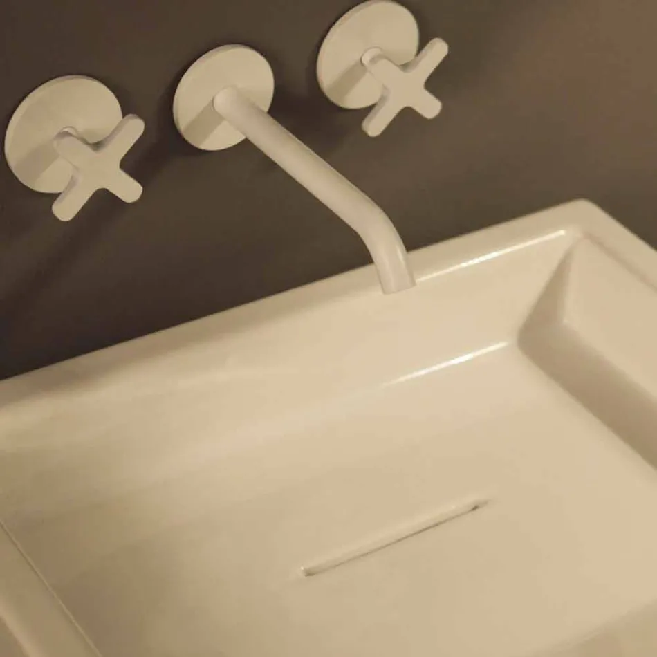 Lavabo da appoggio di design in ceramica rettangolare made Italy Dalia Viadurini