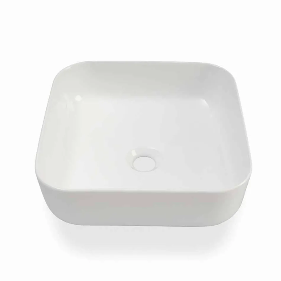 Lavabo da Appoggio di Design Moderno in Ceramica Bianca Made in Italy – Turku Viadurini