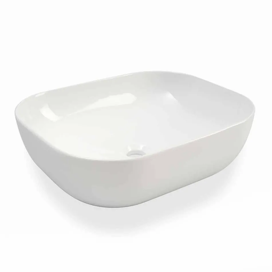 Lavabo da Appoggio di Design Moderno in Ceramica Bianca Made in Italy – Turku Viadurini