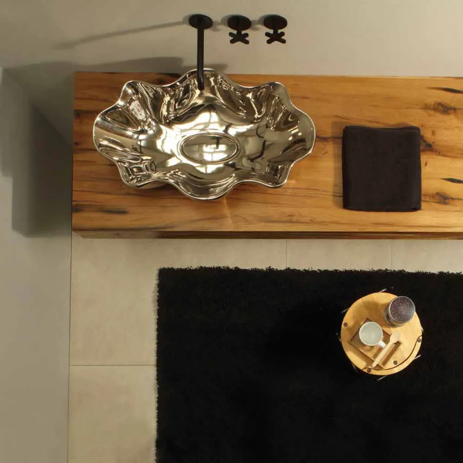 Lavabo da appoggio di design moderno in ceramica made in Italy Cubo Viadurini