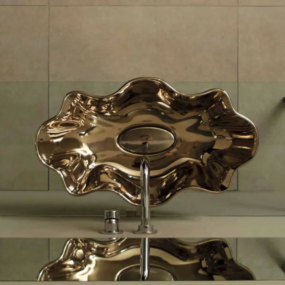 Lavabo da appoggio di design moderno in ceramica made in Italy Cubo Viadurini