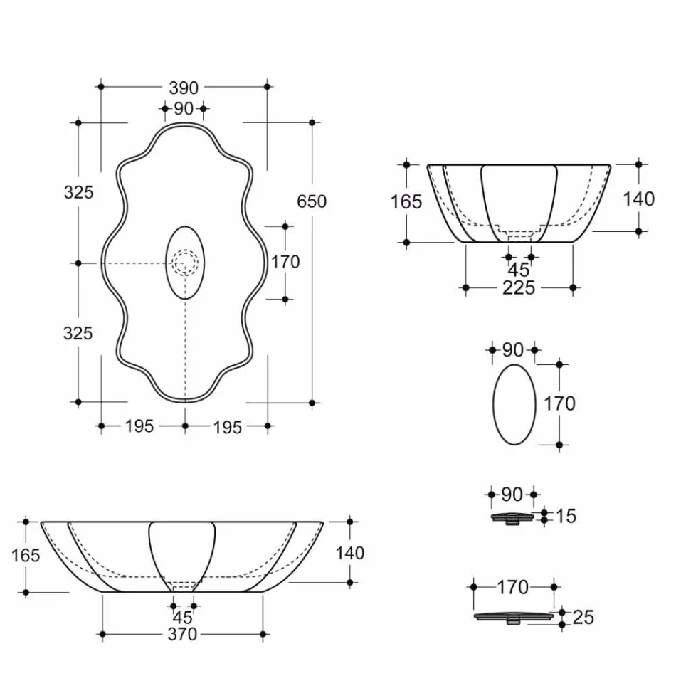Lavabo da appoggio di design moderno in ceramica made in Italy Cubo Viadurini