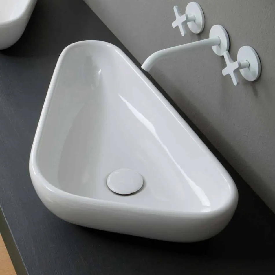 Lavabo da appoggio di design moderno in ceramica made in Italy Sofia Viadurini