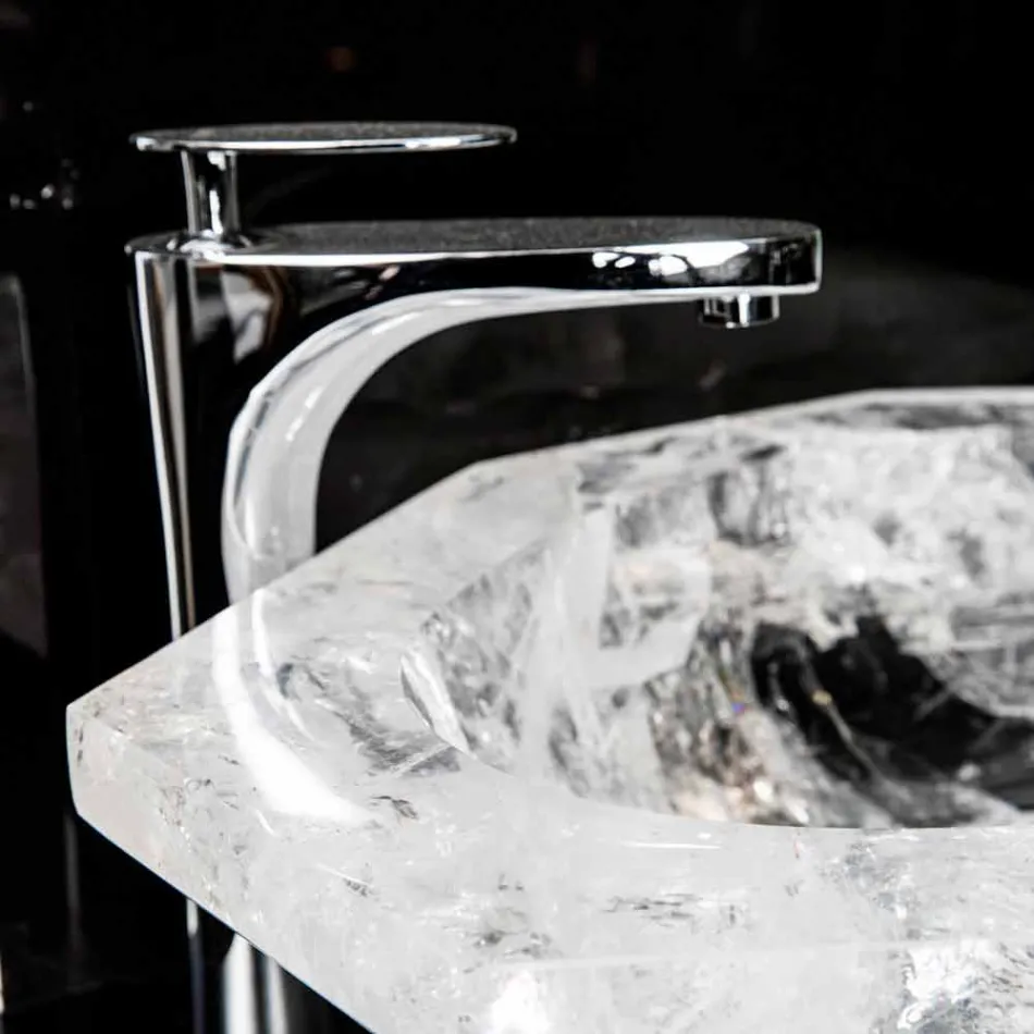 Lavabo da Appoggio Fatto a Mano in Cristallo di Rocca – Falvaterra Viadurini