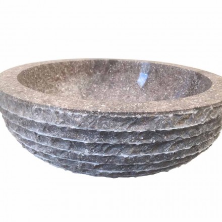 Lavabo da appoggio grigio in pietra naturale Finn, pezzo unico Viadurini
