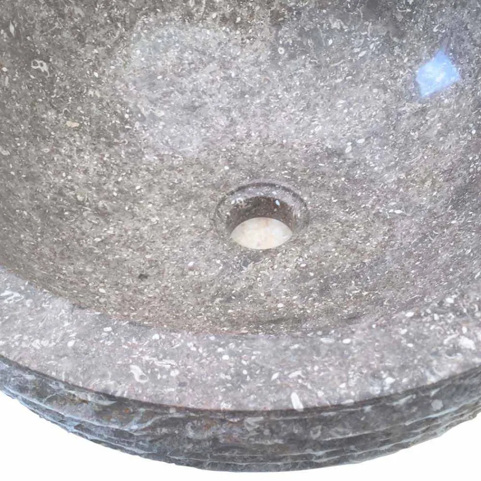 Lavabo da appoggio grigio in pietra naturale Finn, pezzo unico Viadurini