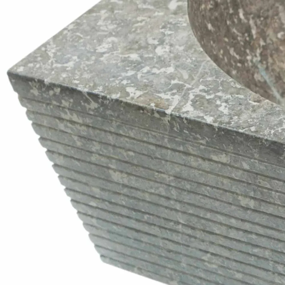 Lavabo da appoggio grigio in pietra naturale, pezzo unico Zor Viadurini