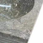 Lavabo da appoggio grigio in pietra naturale, pezzo unico Zor Viadurini