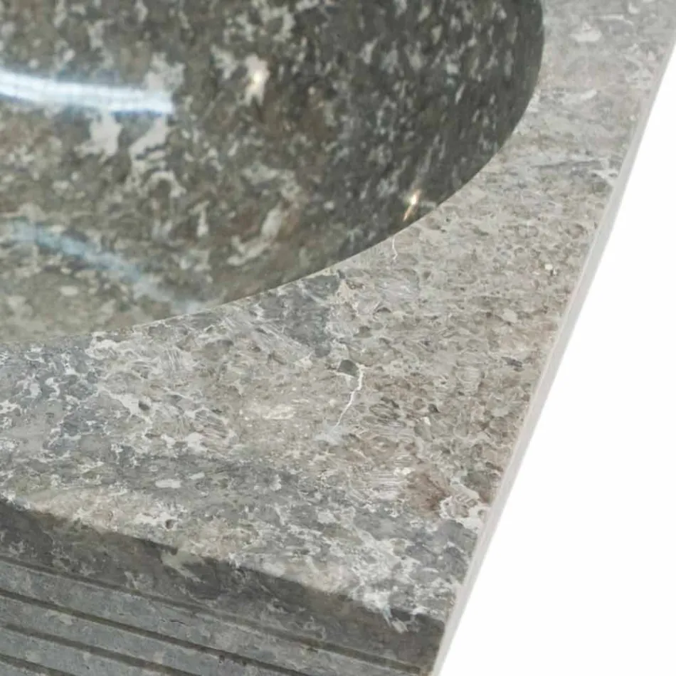 Lavabo da appoggio grigio in pietra naturale, pezzo unico Zor Viadurini