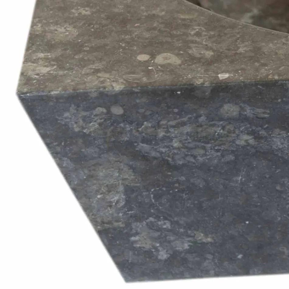 Lavabo da appoggio grigio quadrato in pietra naturale Jiny Viadurini