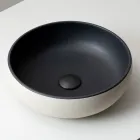 Lavabo da Appoggio in Argilla Raku Chiara o Scura Tornito a Mano - Prisma Viadurini