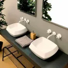 Lavabo da appoggio in ceramica bianca di design made in Italy Simon Viadurini