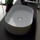 Lavabo da appoggio in ceramica design moderno Sun made Italy 65x35 cm Viadurini