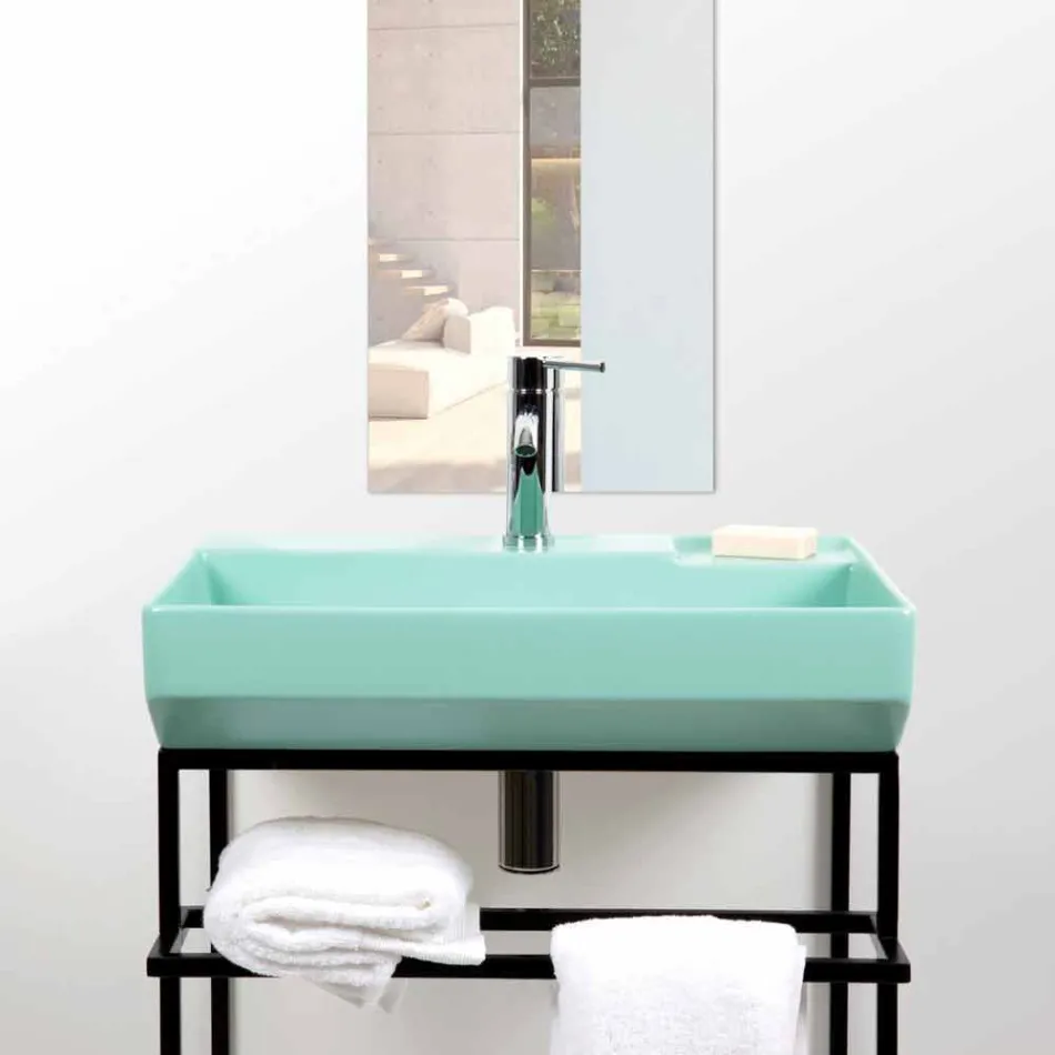 Lavabo da appoggio in ceramica di design fatto in Italia, Viviano Viadurini