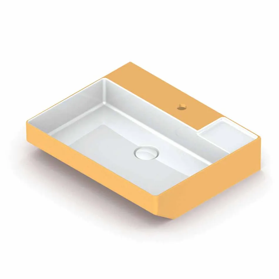 Lavabo da appoggio in ceramica di design fatto in Italia, Viviano Viadurini