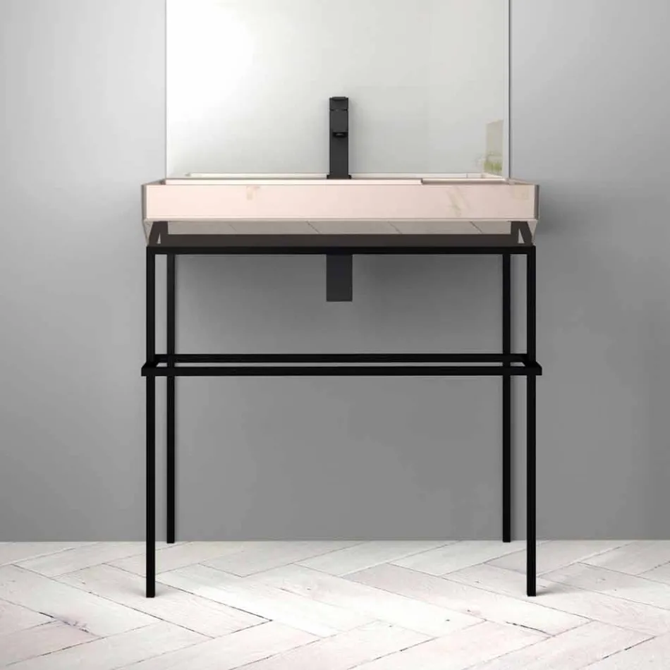 Lavabo da appoggio in ceramica di design fatto in Italia, Viviano Viadurini