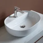 Lavabo da Appoggio in Ceramica e Foro Rubinetteria Design Moderno - Papavero Viadurini