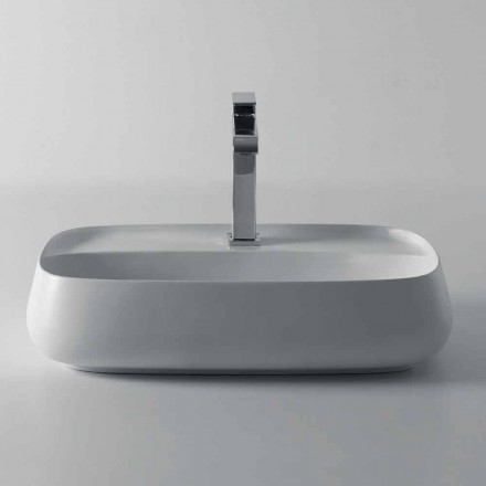 Lavabo da appoggio in ceramica moderno made in Italy, Gaiola Viadurini
