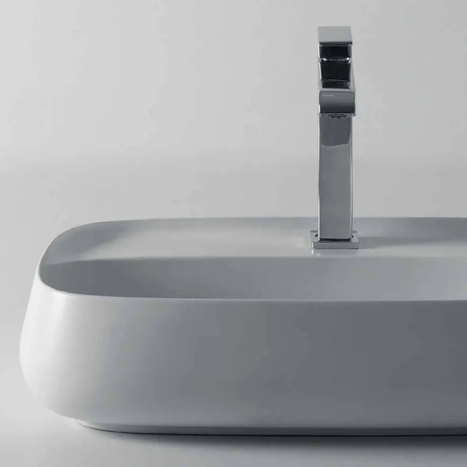 Lavabo da appoggio in ceramica moderno made in Italy, Gaiola Viadurini