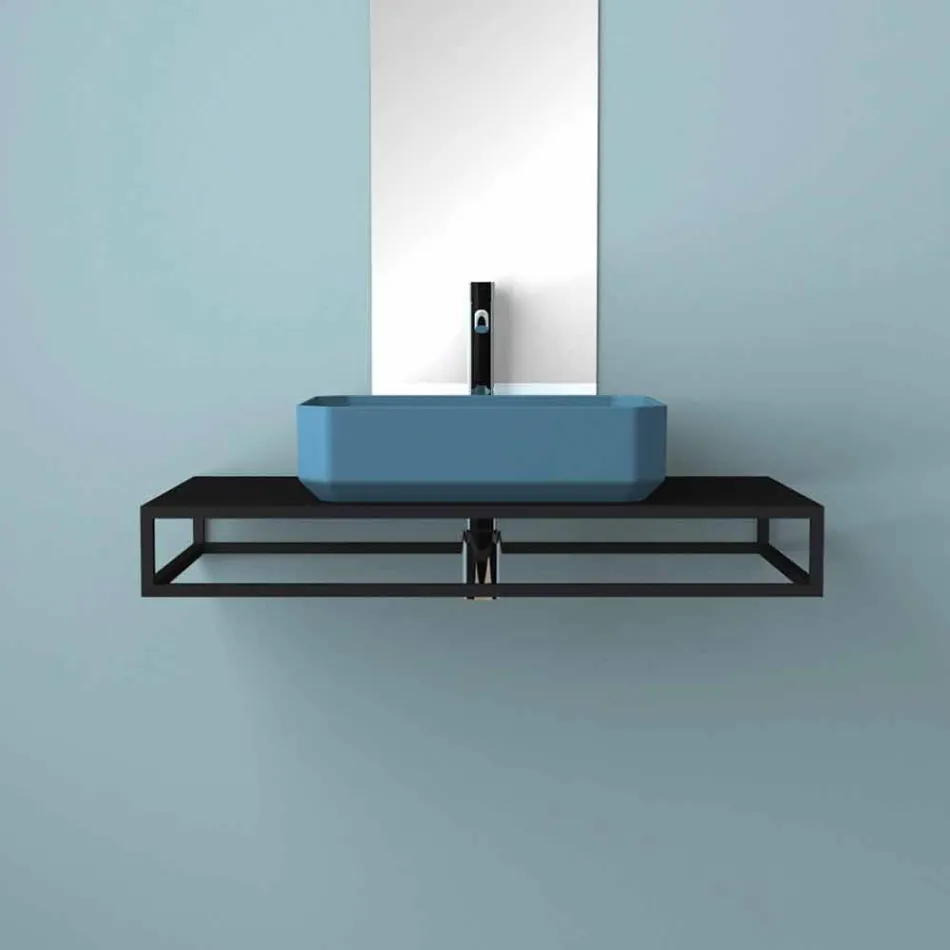 Lavabo da appoggio in ceramica moderno prodotto in Italia, Zulimo Viadurini
