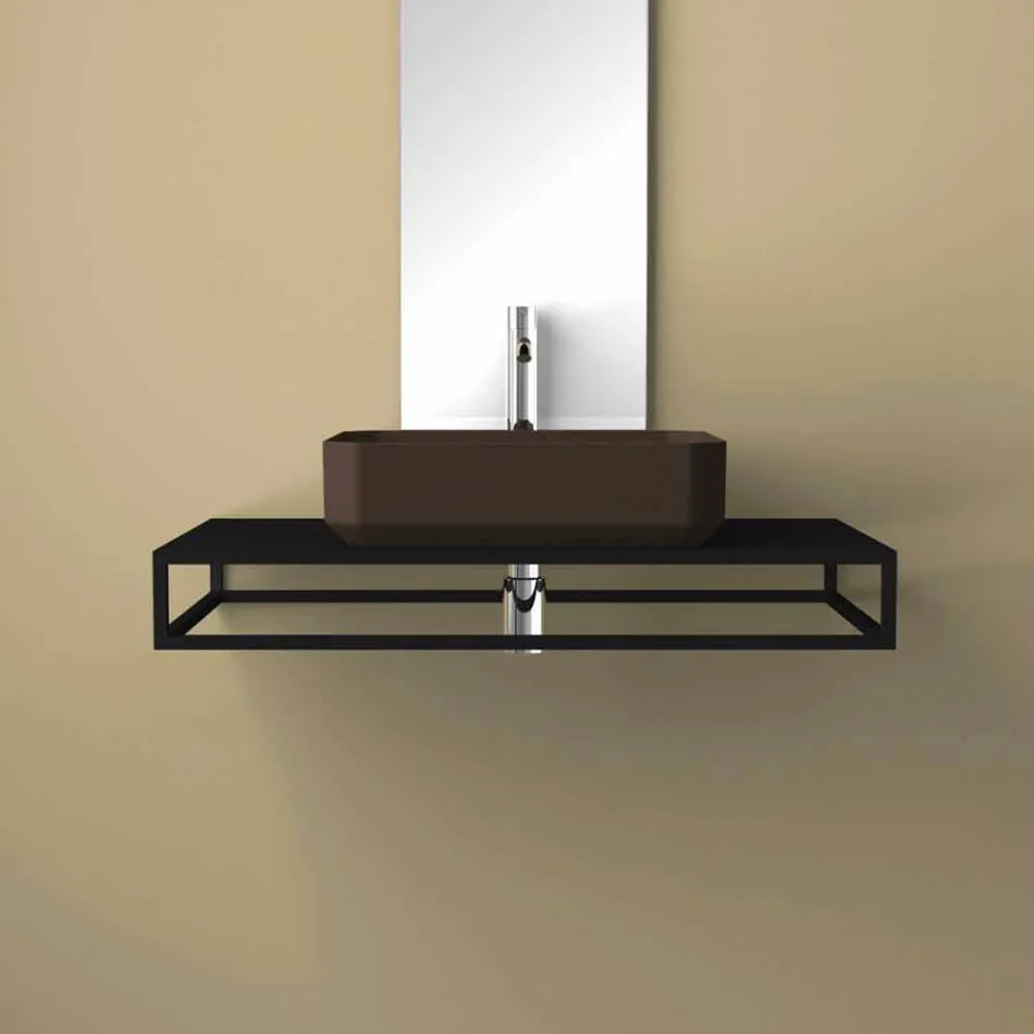 Lavabo da appoggio in ceramica moderno prodotto in Italia, Zulimo Viadurini