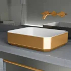Lavabo da appoggio in ceramica moderno prodotto in Italia, Zulimo Viadurini