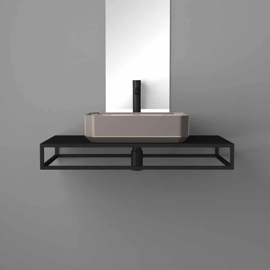 Lavabo da appoggio in ceramica moderno prodotto in Italia, Zulimo Viadurini