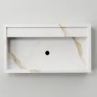 Lavabo da Appoggio in Gres Porcellanato Effetto Marmo Made in Italy - Cervia Viadurini
