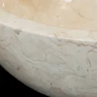 Lavabo da appoggio in pietra naturale bianco Levi, pezzo unico Viadurini