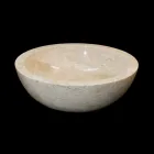 Lavabo da appoggio in pietra naturale bianco Levi, pezzo unico Viadurini